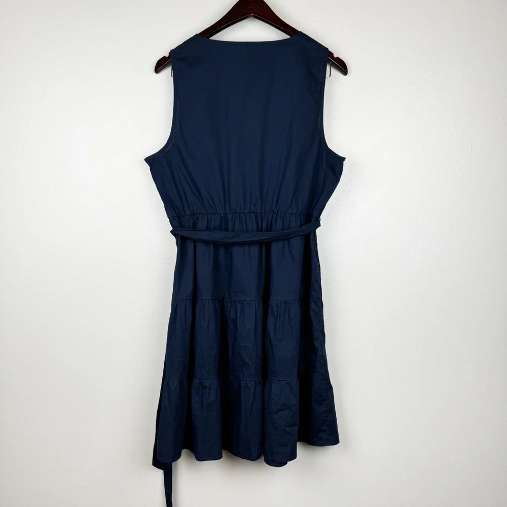 J. Crew Faux Wrap Sleeveless Mini Dress Navy Size 14 NWT - Picture 6 of 9